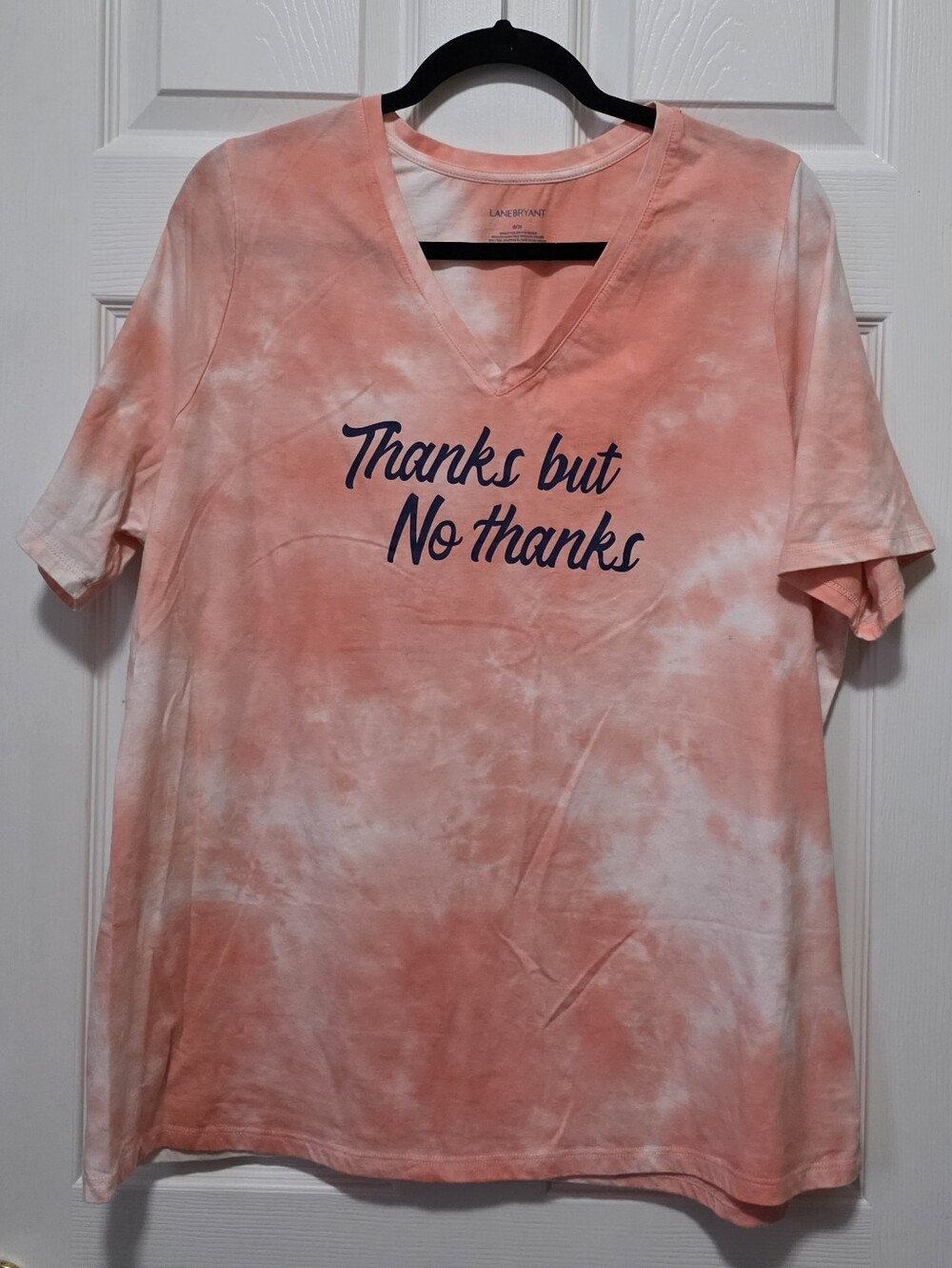 Lane Bryant Coral Tie-Dye V-Neck Tee with Script